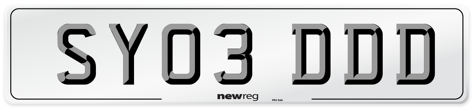 SY03 DDD Number Plate from New Reg